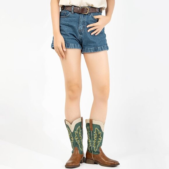 SheSole Womens Green Brown Cowboy Square Toe Cowgirl Wide Calf Western Boots - Picture 6 of 9